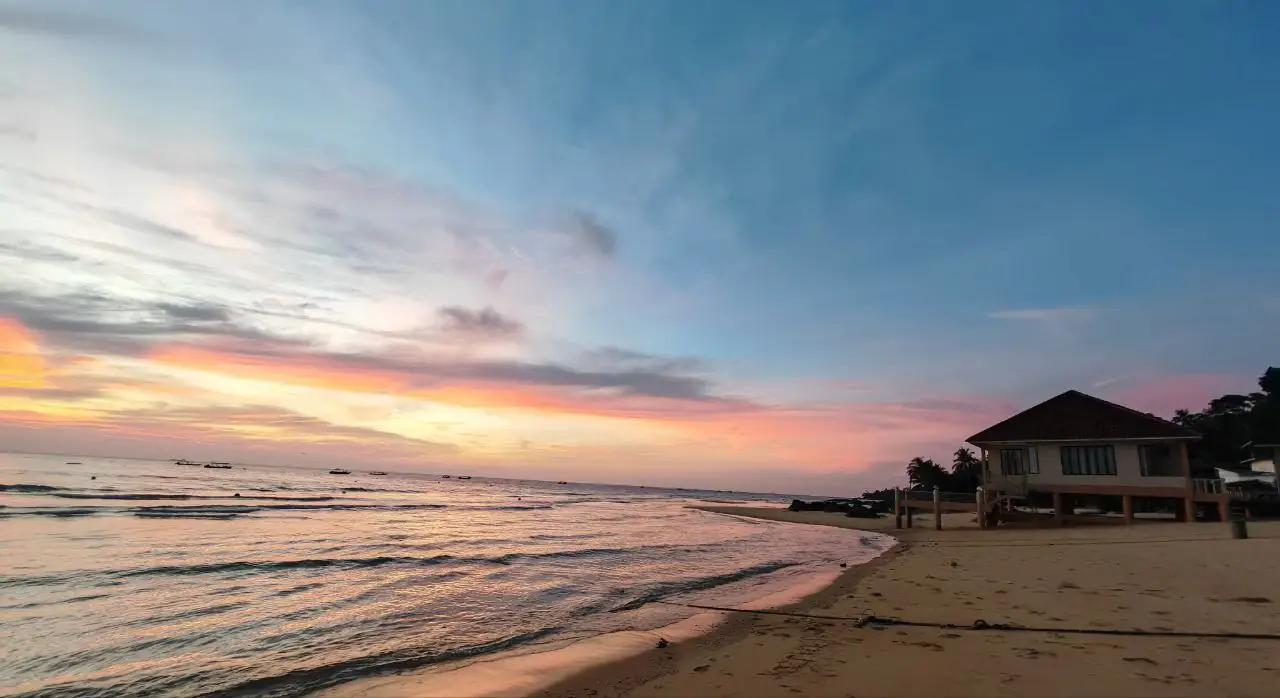 Sunset along the beach at SunBeach Resort in Tioman